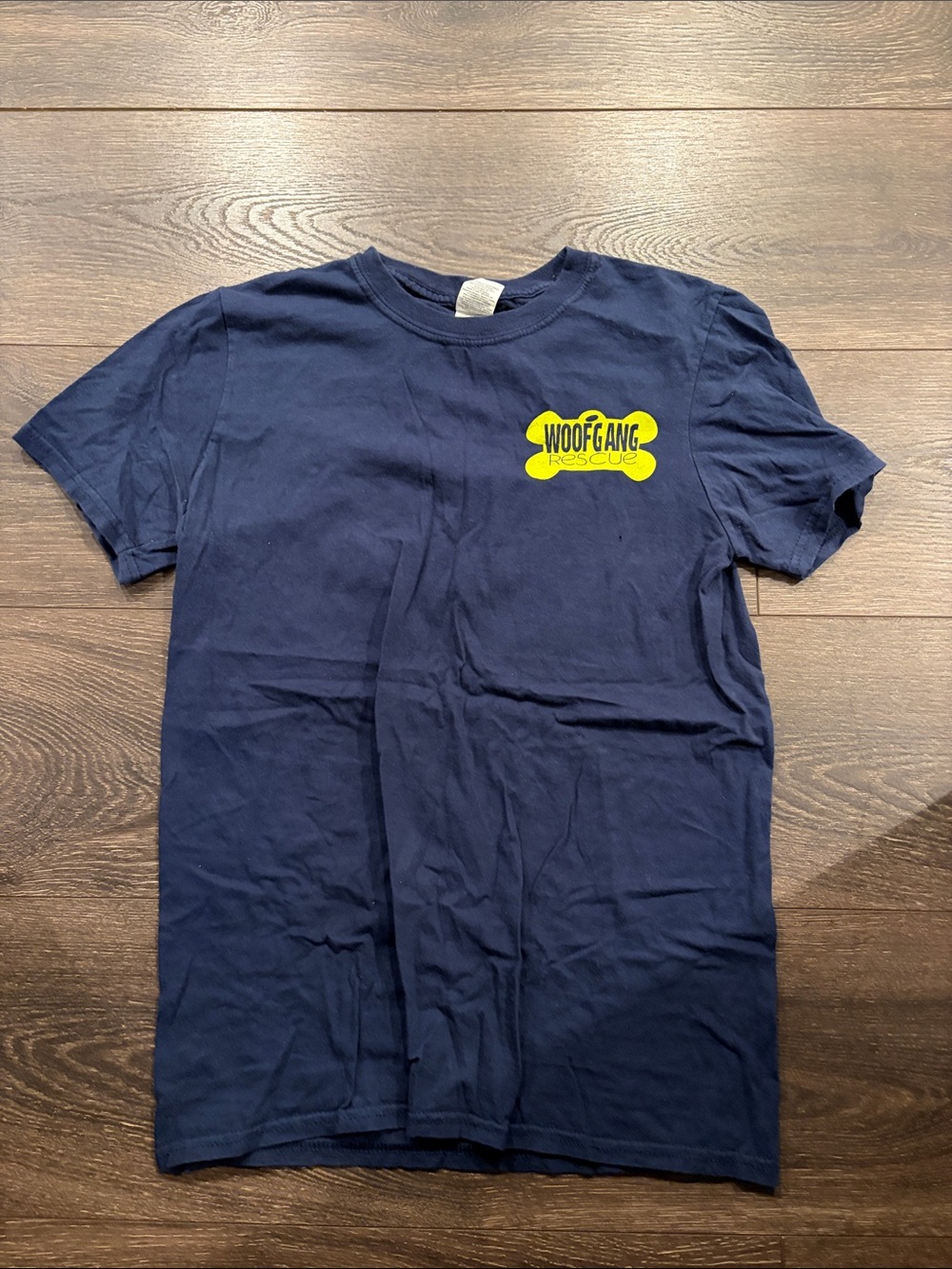 Gildan Navy Short Sleeve Tee with Yellow Rescue Logo